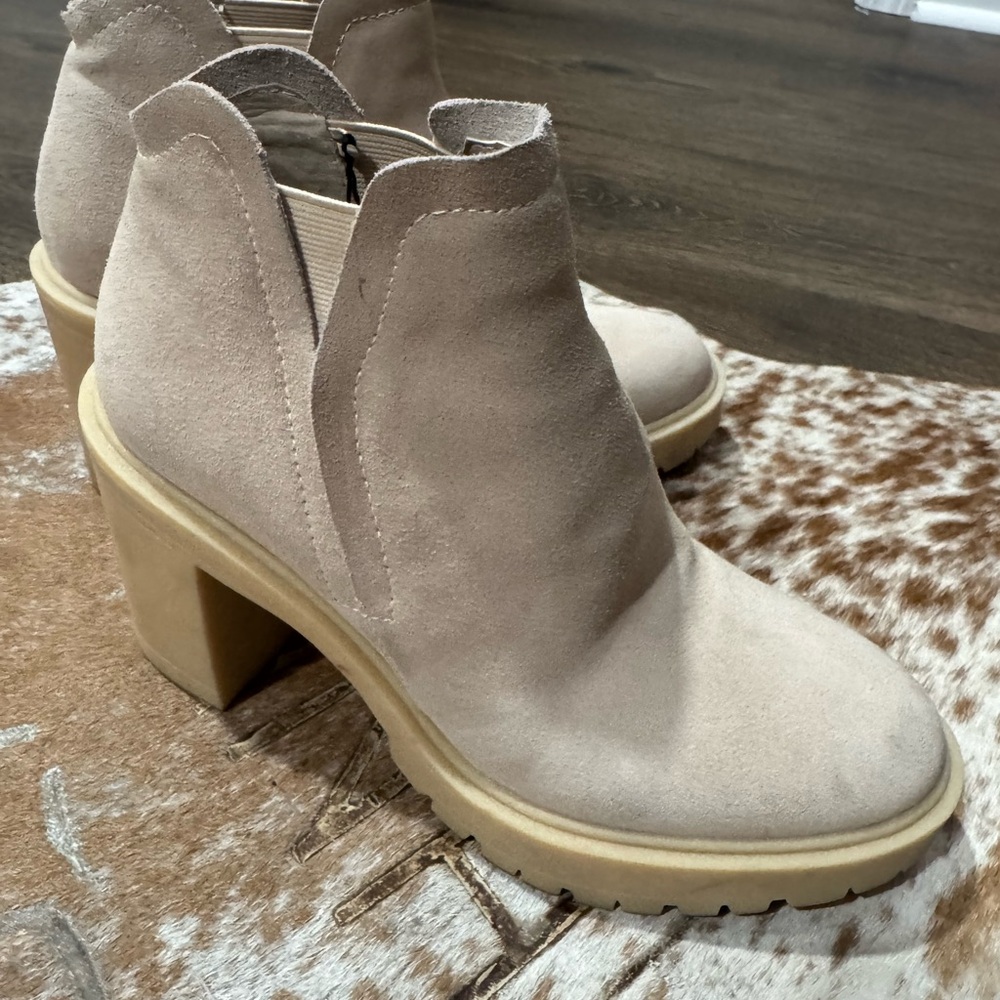 Dolce Vita Suede Ankle Booties in Taupe